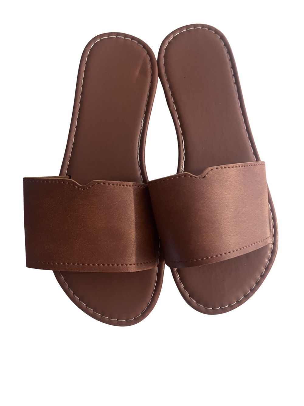 Kids Brown Slide Sandals with Wide Comfort Strap